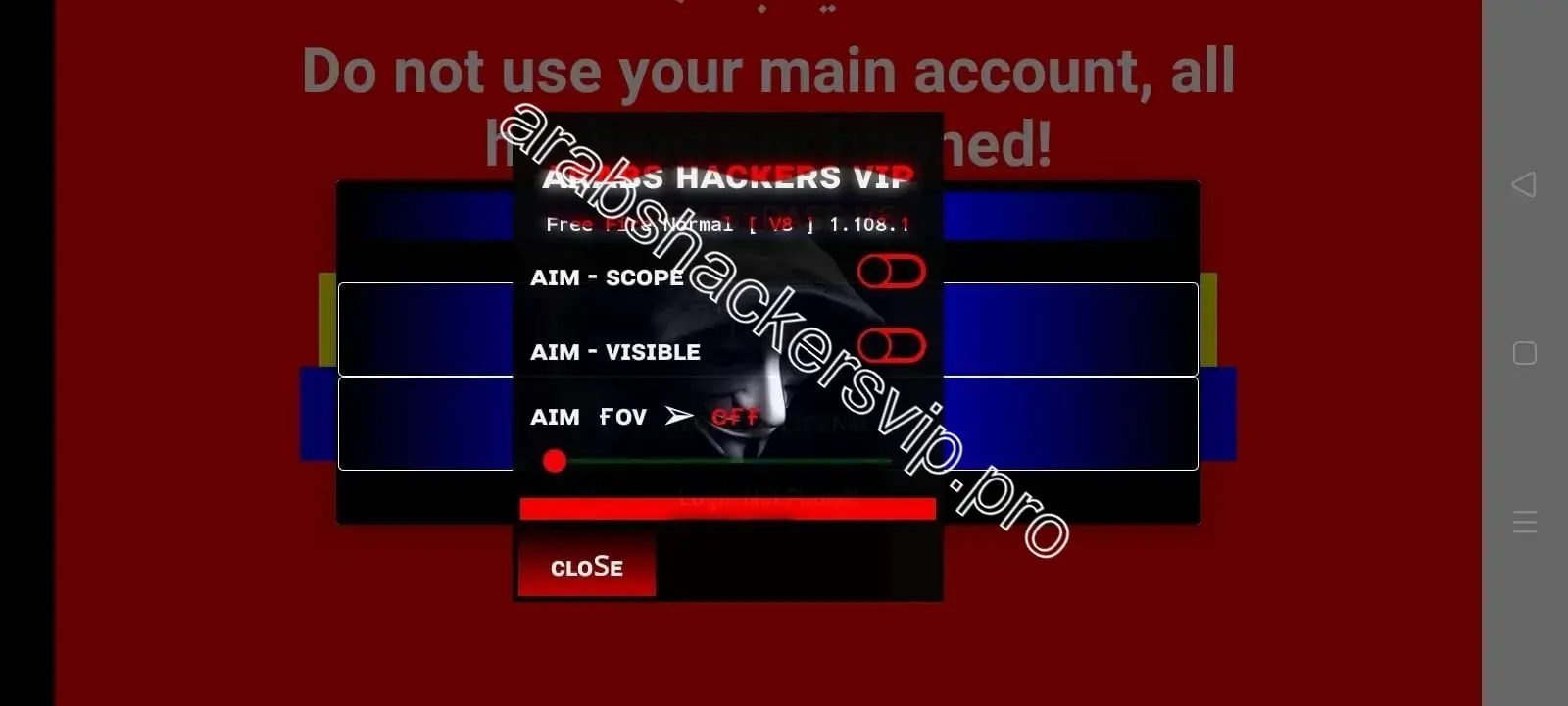 Screenshot of Arabs Hackers VIP Free Fire Hack Mods