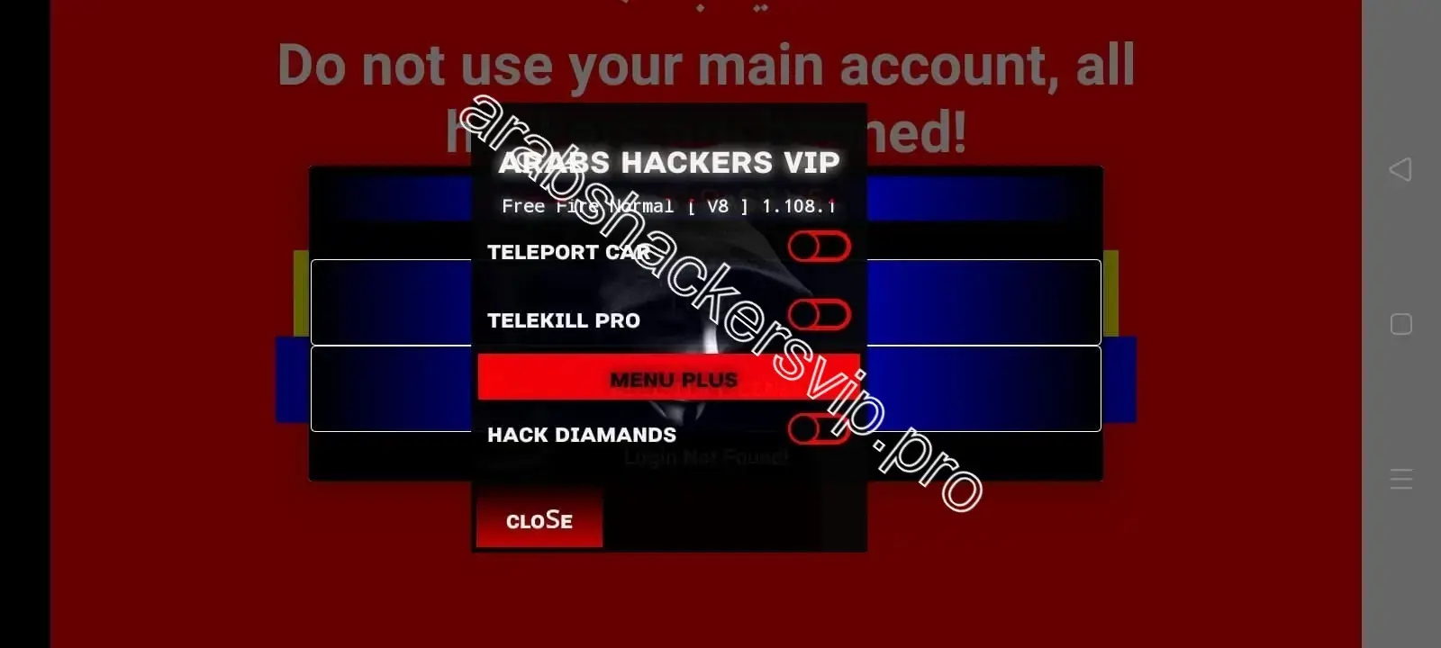 Screenshot of Arabs Hackers VIP Free Fire Hacking Scripts